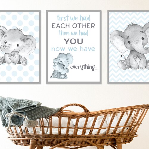 Elephant Wall Decor Baby Boy Nursery Art Print Children Room - Etsy