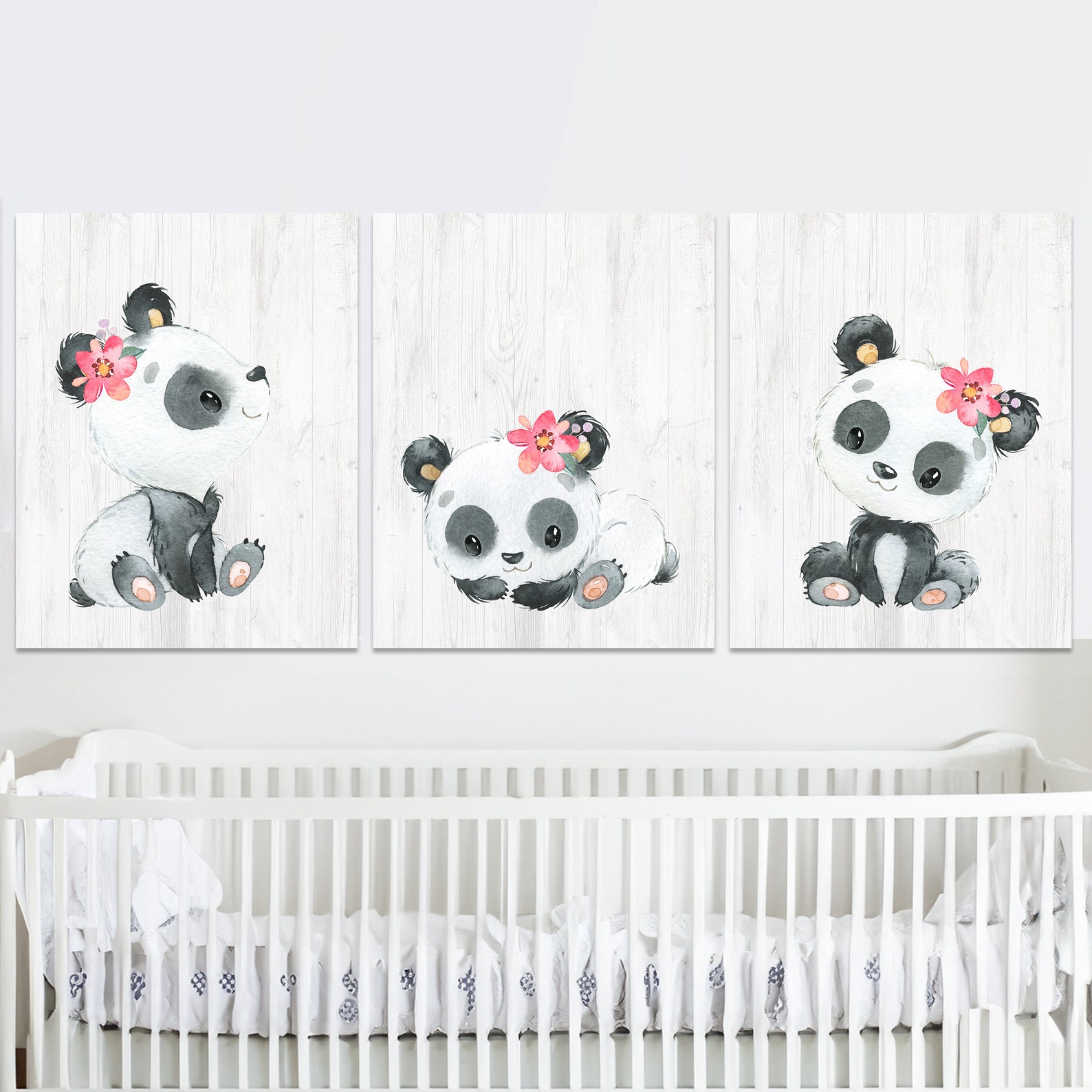 Panda Wall Decor Baby Girl Nursery Poster Children Art Prints Kids ...