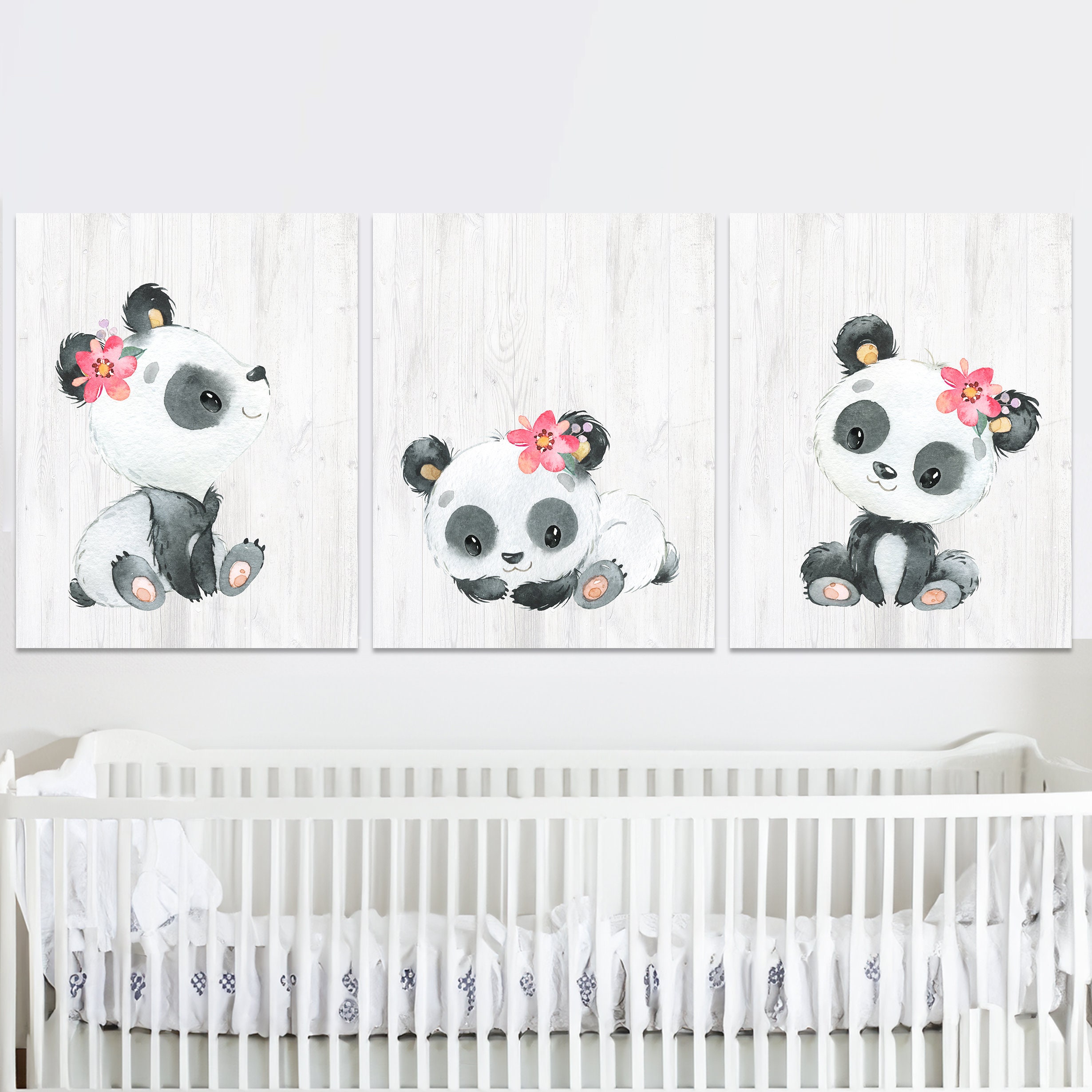 Panda Wall Decor Baby Girl Nursery Poster Children Art Prints Kids ...