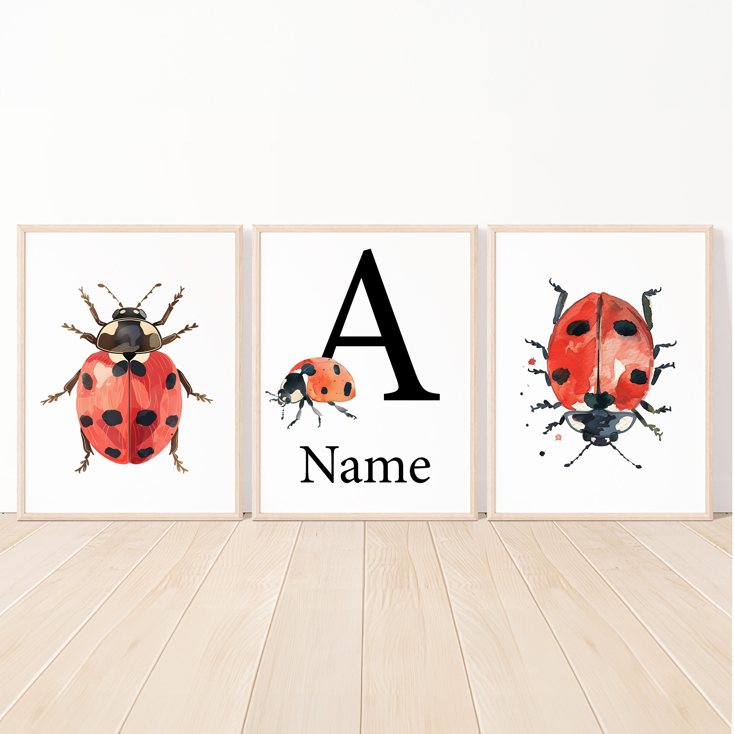 Ladybug Nursery Wall Art Print Personalized Name Kid Bedroom Decor ...