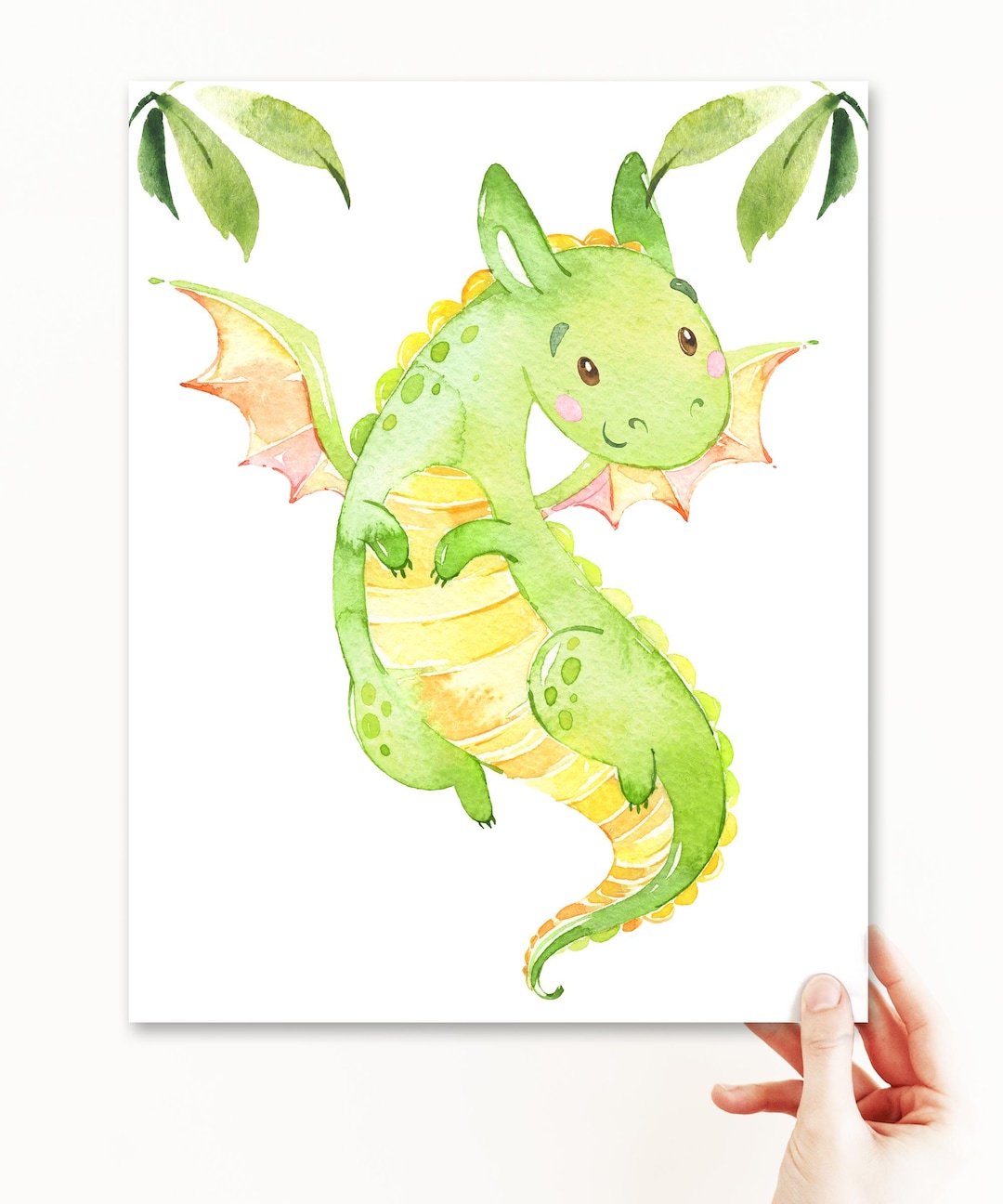 Baby Nursery Decor Dragon Poster Green Dragon Print Canvas Nursery Room ...