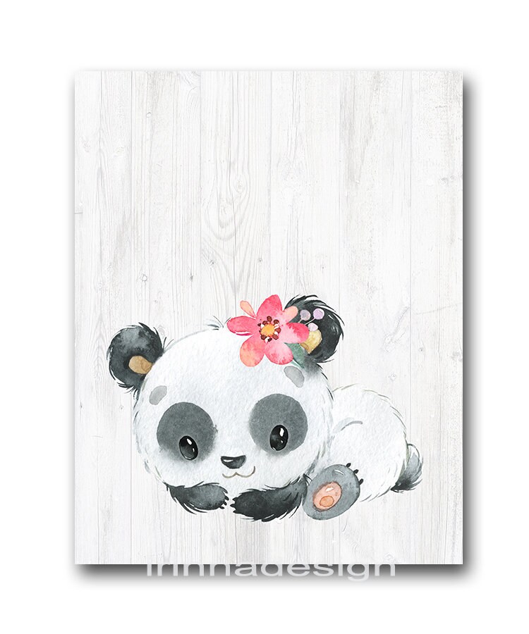 Panda Wall Decor Baby Girl Nursery Poster Children Art Prints Kids ...