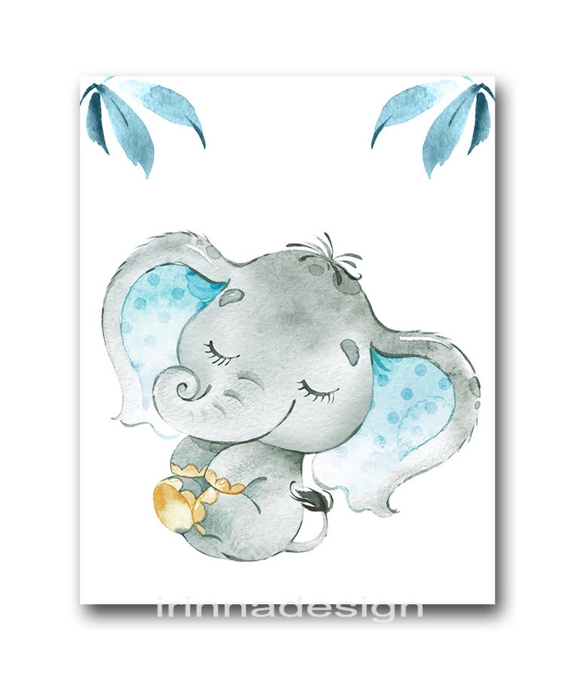 Baby Elephant Wall Decor Boy Nursery Art Print Children Room Kids ...
