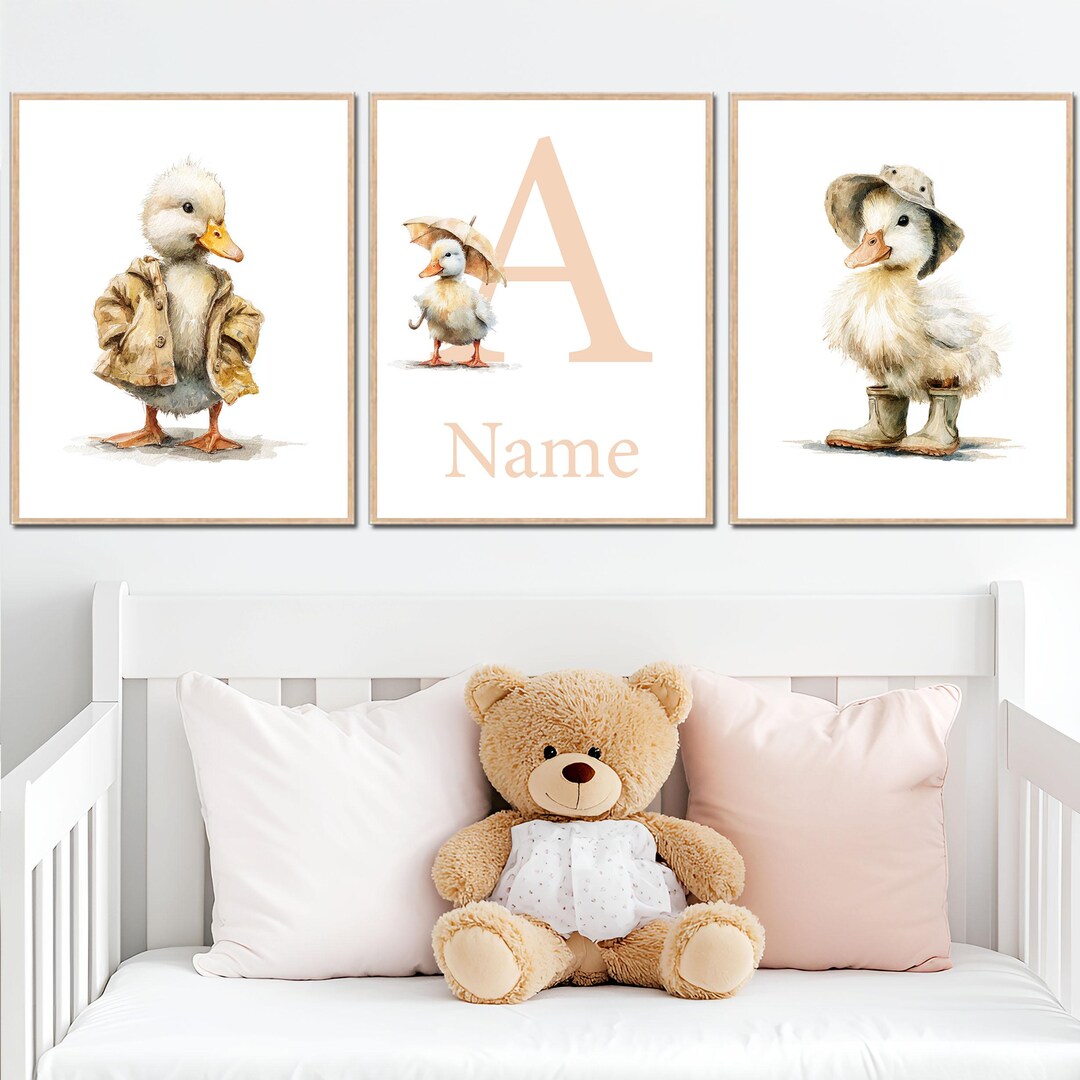Custom Duck Nursery Wall Art Print Personalized Name Girl Boy Bedroom ...