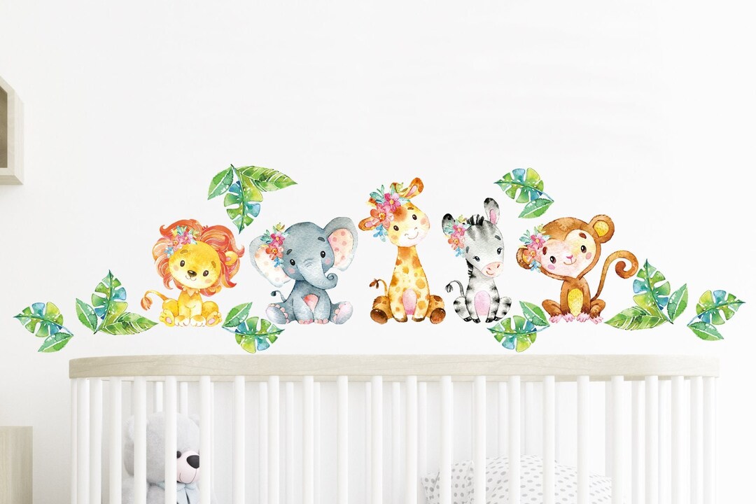 Safari Wall Stickers Pack Jungle Wall Decal Baby Animals Kids Room ...