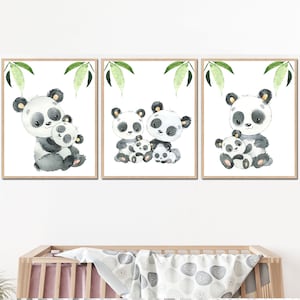 Panda Nursery Poster Wall Decor Girl Baby Boy Stampabile Arte Immagini digitali Camera dei bambini Tela per bambini set di 3 sala giochi nuovo regalo babyshower