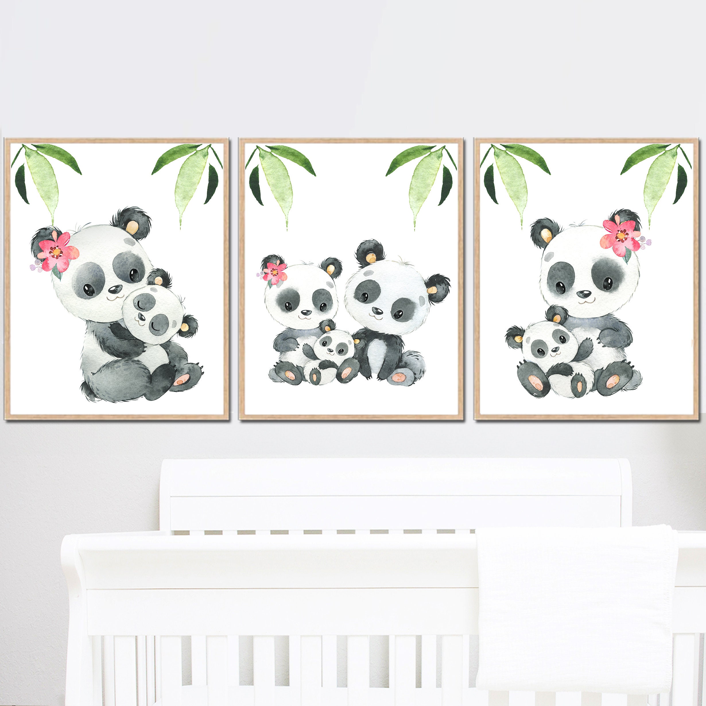 Baby Panda Poster Wall Decor Girl Nursery Art Print Children Bedroom ...