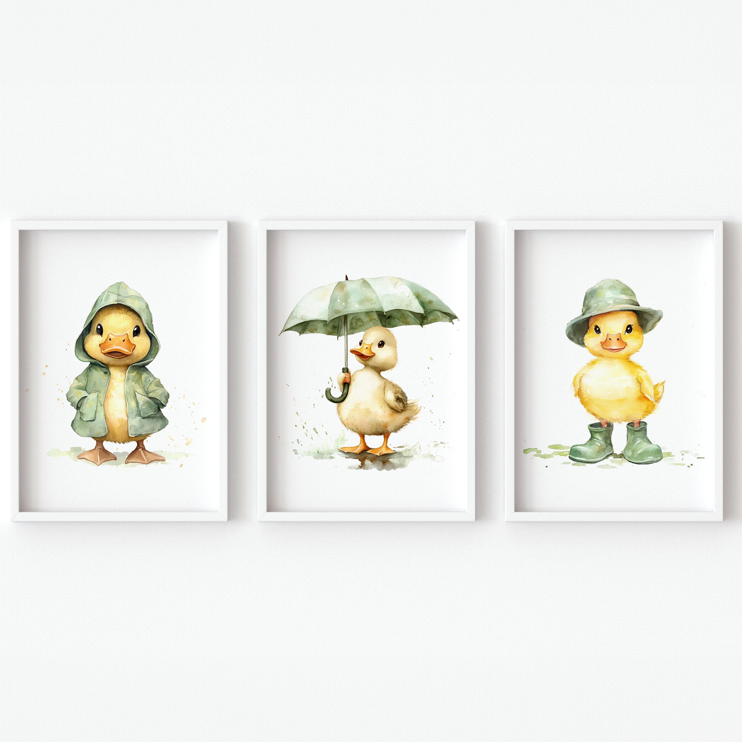 Duck Nursery Wall Artwork Printable Yellow Green Girl Boy Bedroom Decor ...