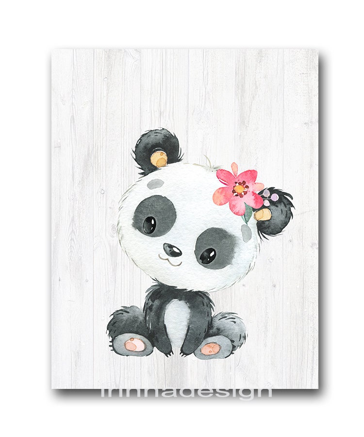 Panda Wall Decor Baby Girl Nursery Poster Children Art Prints Kids ...