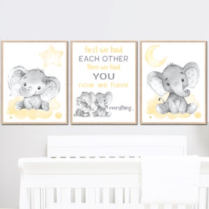 Baby Elephant Wall Art Neutro Nursery Decor Quotes Stampa Bambino Ragazzi Ragazze Camera da letto Bambini Poster genere prima ci siamo scambiati un set di 3 regali
