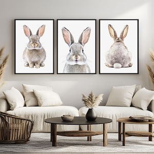 Coniglietto Coniglio Stampabile Bambina Asilo Muro Arte Bosco Neutro Bambino Animale Poster Ragazzo Camera Decorazione Set di 3 Bambini Digitale Immagine Bambino