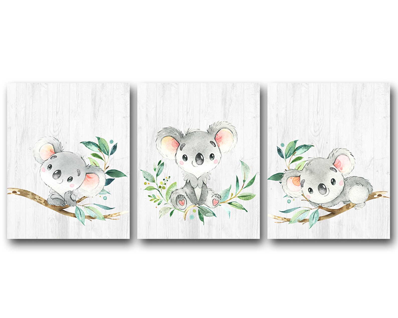 Australian Animals Prints Baby Girl Nursery Wall Art Koala Images Kids ...