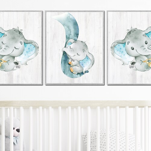 Elephant Poster Baby Boy Nursery Art Print Children Room Wall - Etsy