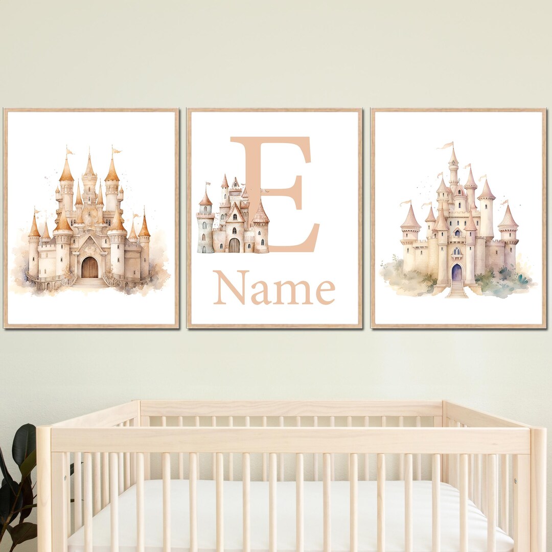 Princess Castle Print Wall Art Decor Personalized Name Custom Fairytale ...