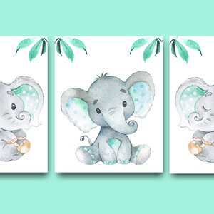 Elephant Neutral Baby Girl Boy Nursery Wall Art Poster Print Kids ...