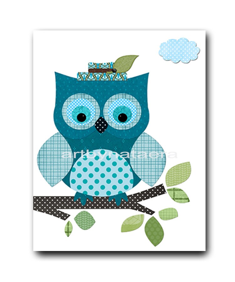 Owl Decor Owl Nursery Baby Boy Nursery art print Childrens Etsy