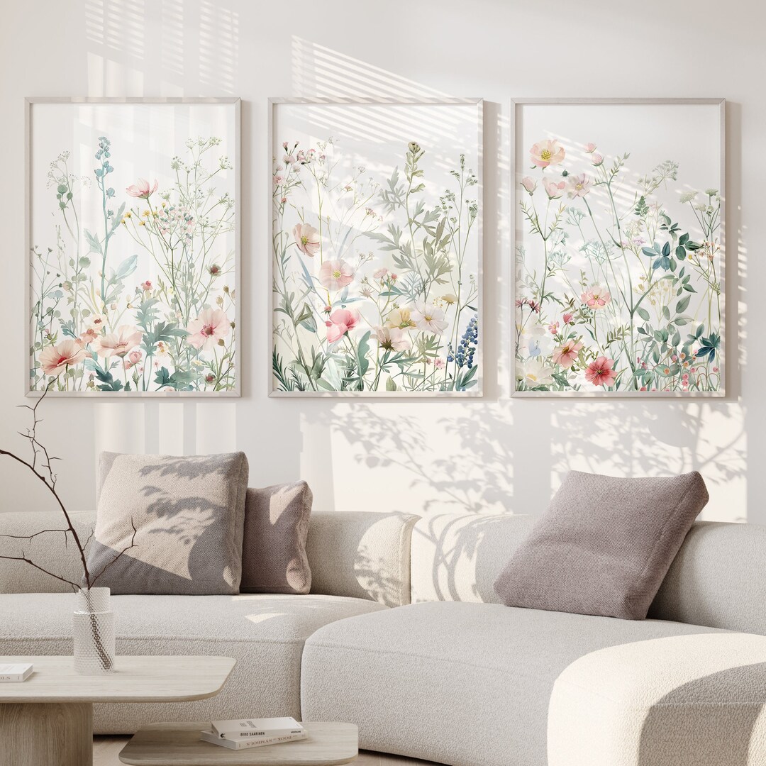 Wildflowers Nursery Art Prints Digital Floral Baby Girl Bedroom Wall ...