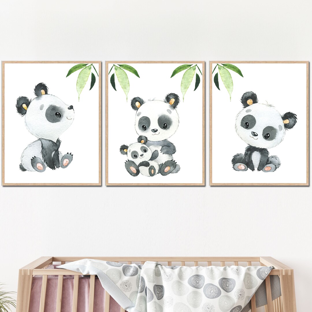 Panda Room Decor Baby Boy Nursery Wall Art Kids Prints Children Animals ...