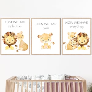 prima ci eravamo l'un l'altro, ora abbiamo te Citazioni sui bambini Stampe artistiche da parete Ragazzo Ragazza Decorazione per la cameretta dei bambini Poster con leone Set di 3 cameretta digitale per bambini