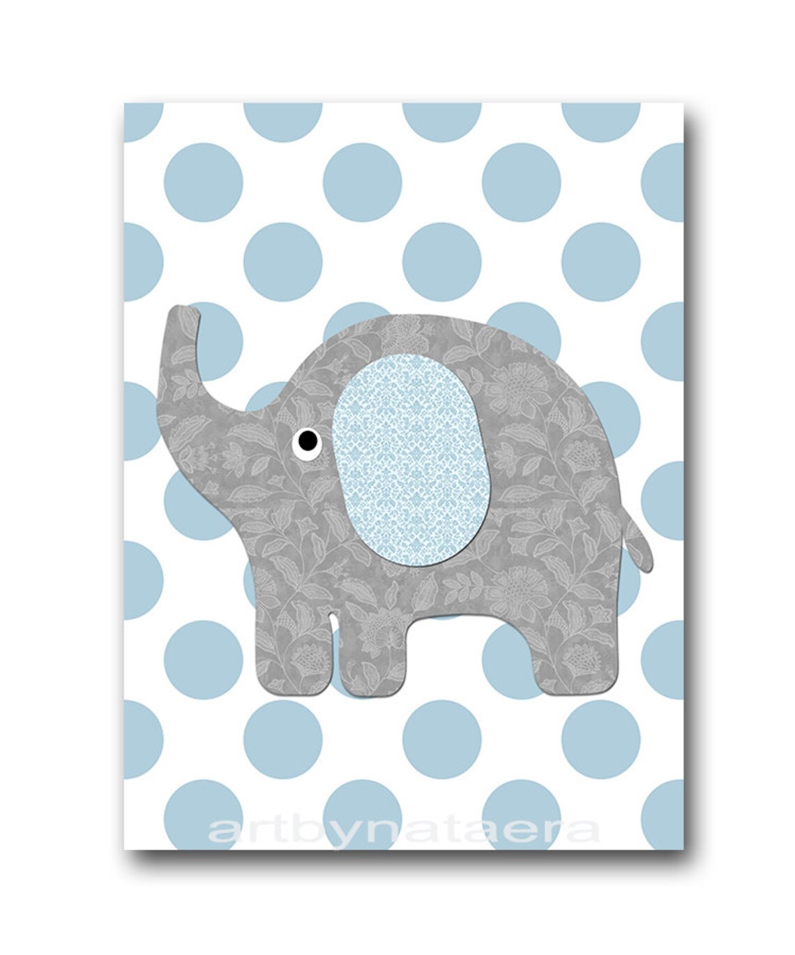 Elephant Art Print Baby Boy Nursery Wall Decor Children Quotes Bedroom ...