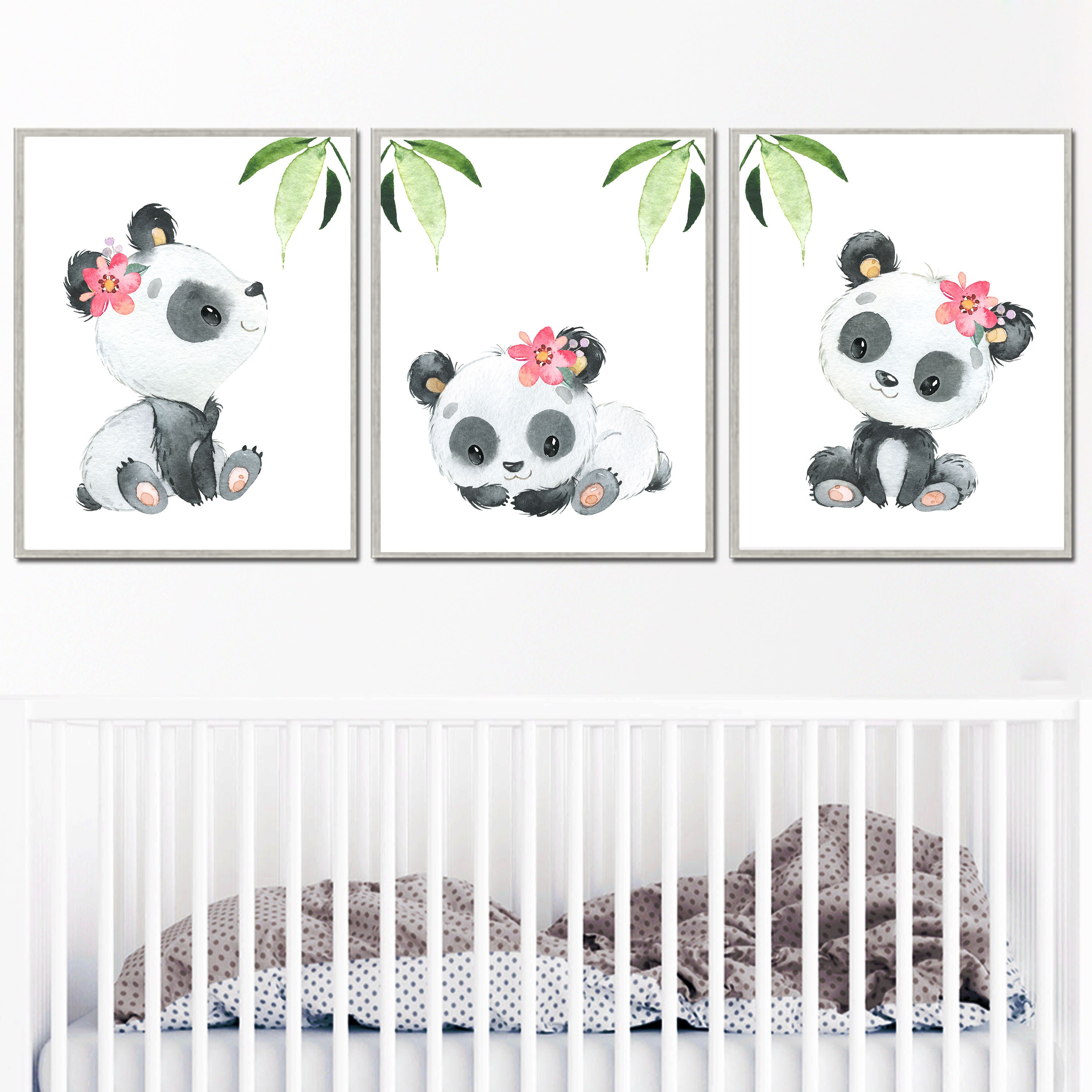 Panda Art Prints Baby Girl Nursery Wall Decoration Children Room ...
