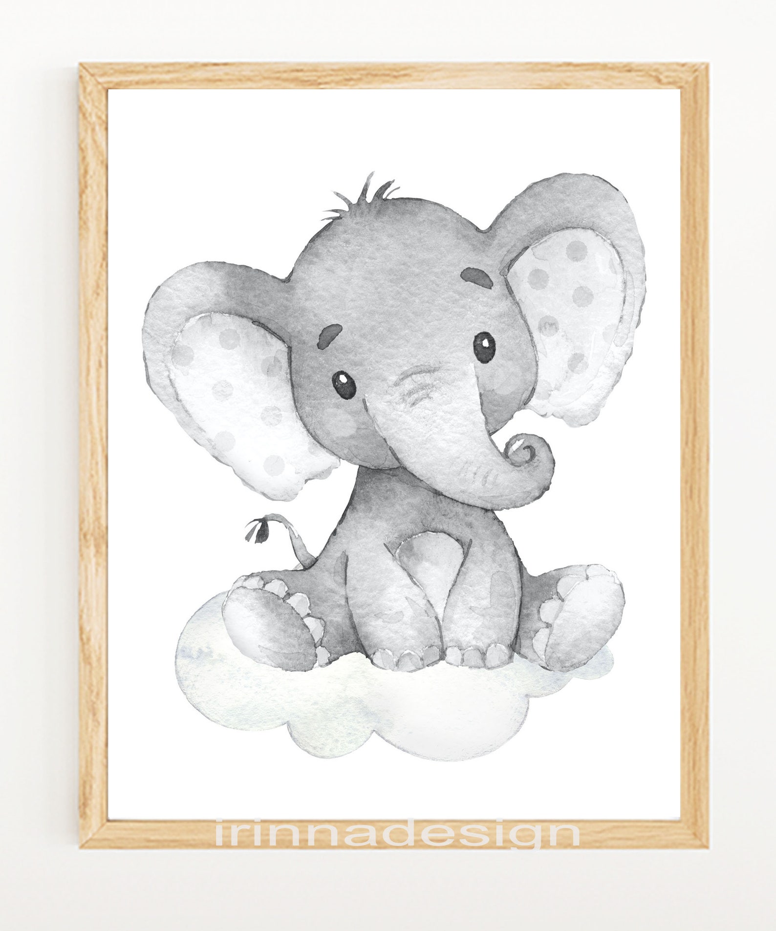 Elephant Wall Decoration Baby Girl Boy Nursery Art Prints Kids Bedroom ...
