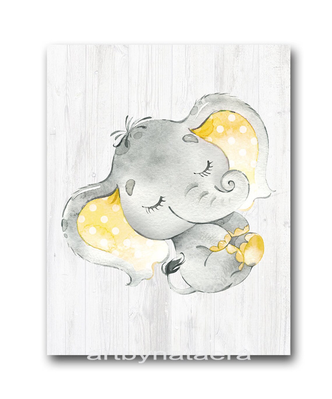 Yellow Gray Elephant Wall Decor Elephant Print Canvas Print Etsy