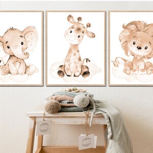 Neutral Nursery Wall Art Prints Jungle Safari Animal Baby Room Decor ...