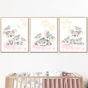 Baby Mädchen Kinderzimmer Dekor Schlafzimmer Poster Koala Wand Kunst Kleinkind Zimmer Kinder 3er Set Australische Tiere Kinder Leinwand Bilder