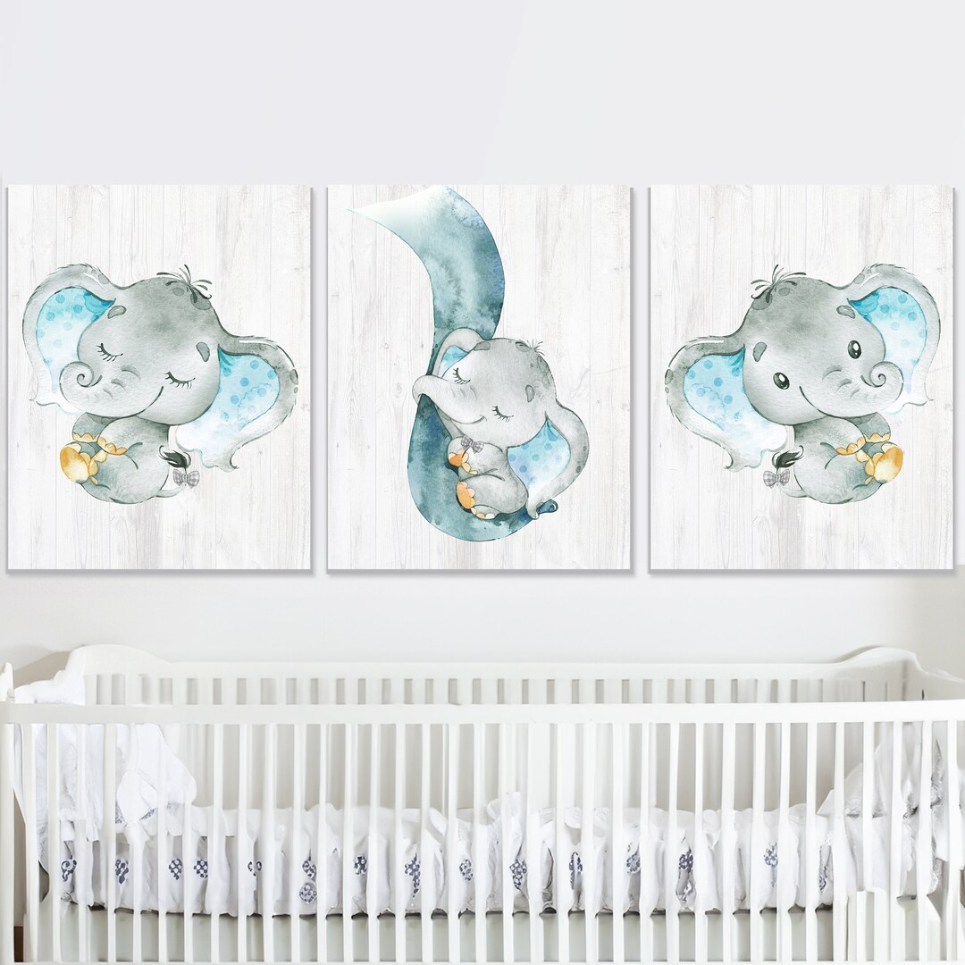 Baby Boy Nursery Wall Decor Printable Elephant Art Print Poster ...