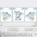 Elephant Wall Decor Baby Boy Nursery Art Print Children Bedroom Set of ...