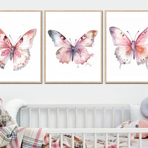 Watercolor Butterfly Wall Art Printable Girl Nursery Decor Kids Bedroom ...