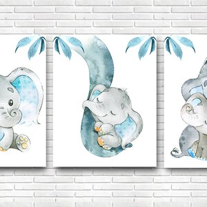 Elephant Poster Baby Boy Nursery Art Print Children Room Wall ...