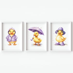 3er Set Ducking Bauernhaus Kunstwerk zum Ausdrucken Gelb Lila Kinderzimmer Wanddeko Kinder Bilder Kinderposter Kinder Bilder