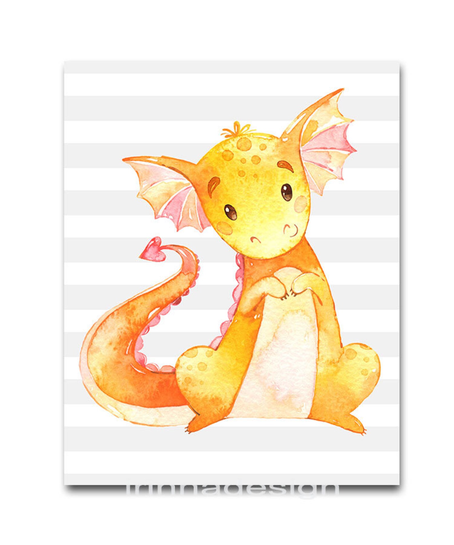 Gift for Baby Nursery Decor Dragon Print Watercolor Print Etsy