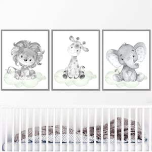 Decorazione murale neutra per cameretta dei bambini e poster per bambini, per cameretta dei bambini, set di 3 stampe artistiche per bambini, immagini digitali grigie digitali