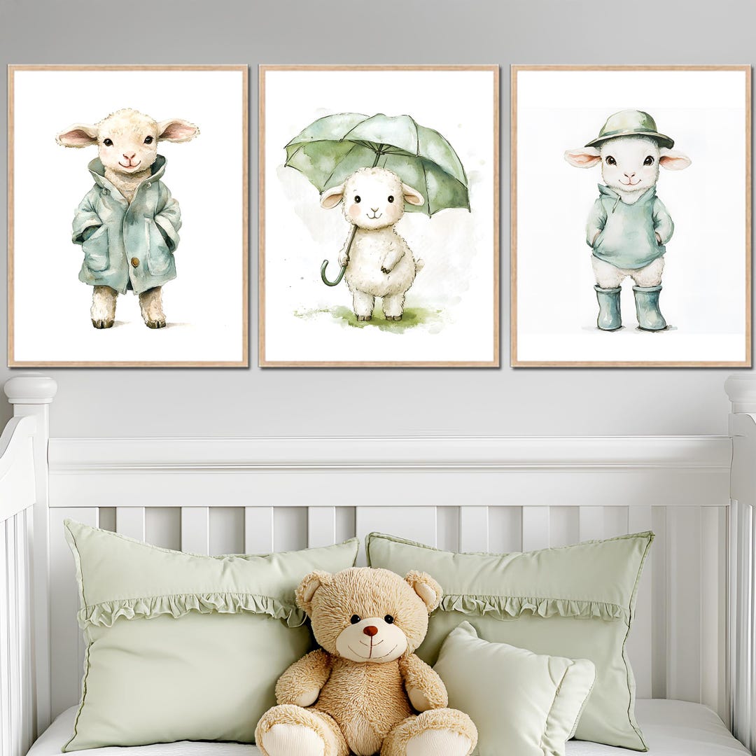 Lamb Nursery Wall Art Printable Farmhouse Baby Girl Boy Kids Bedroom ...