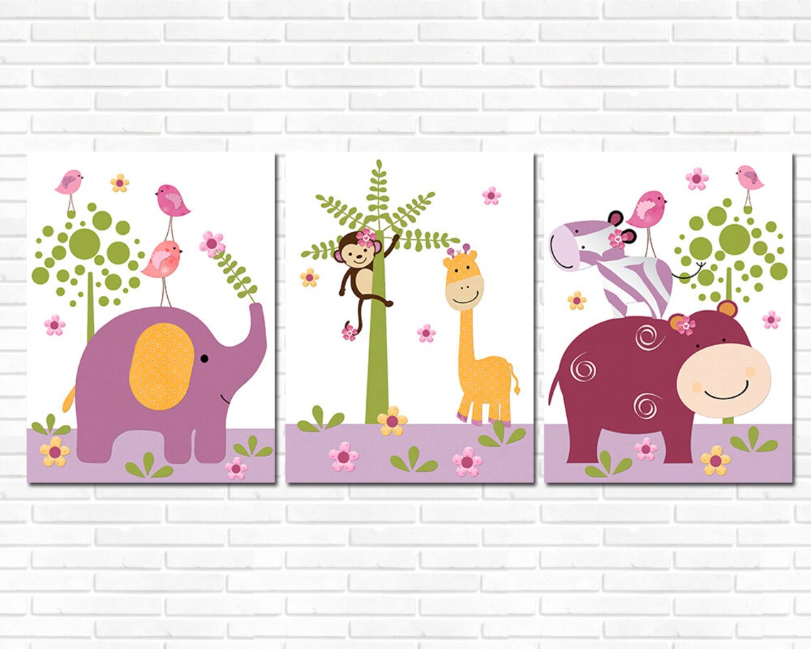 Kids Wall Art Baby Girl Room Decor Baby Girl Nursery Art set Etsy
