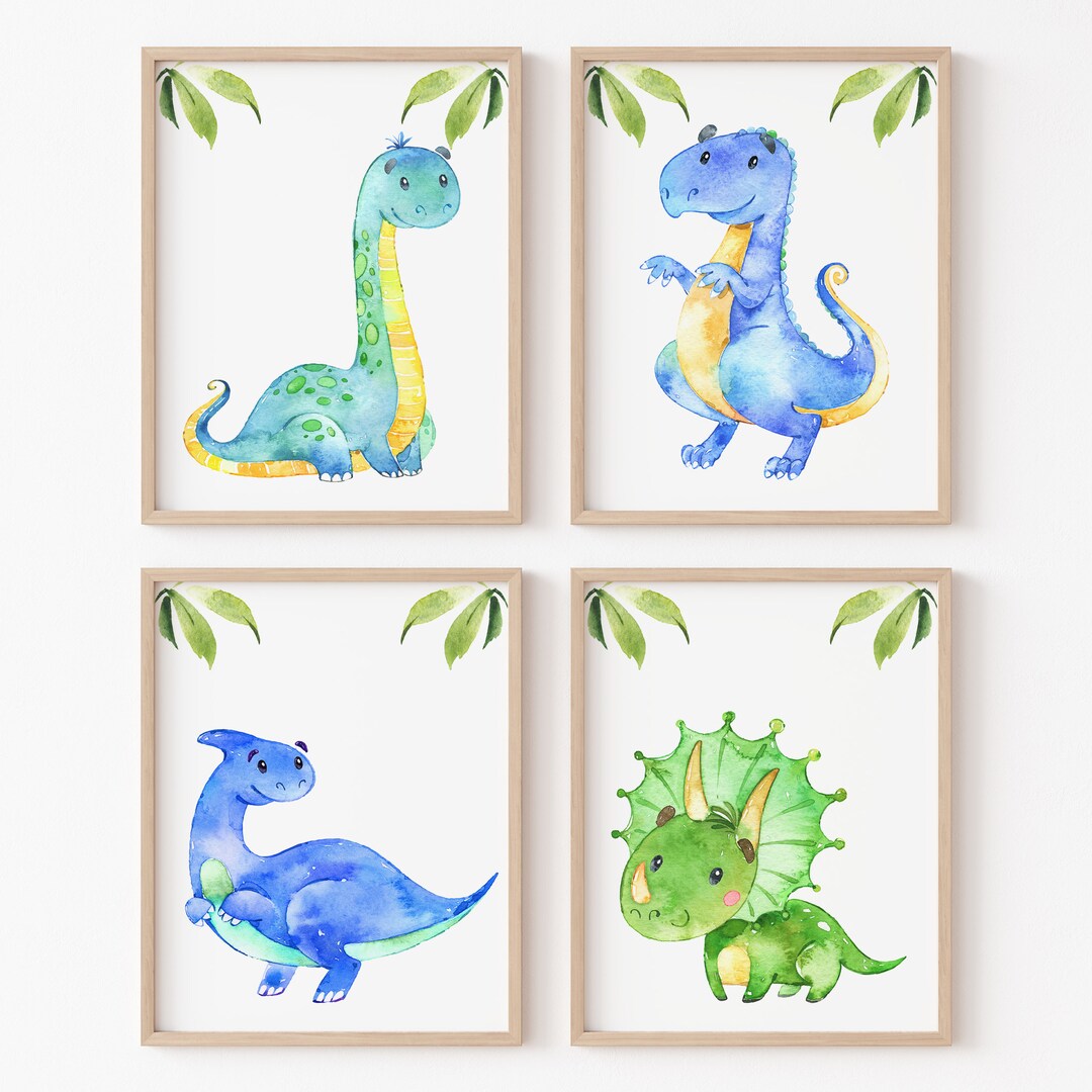 Baby Dinosaur Boy Nursery Wall Art Printables Child Bedroom Decoration ...