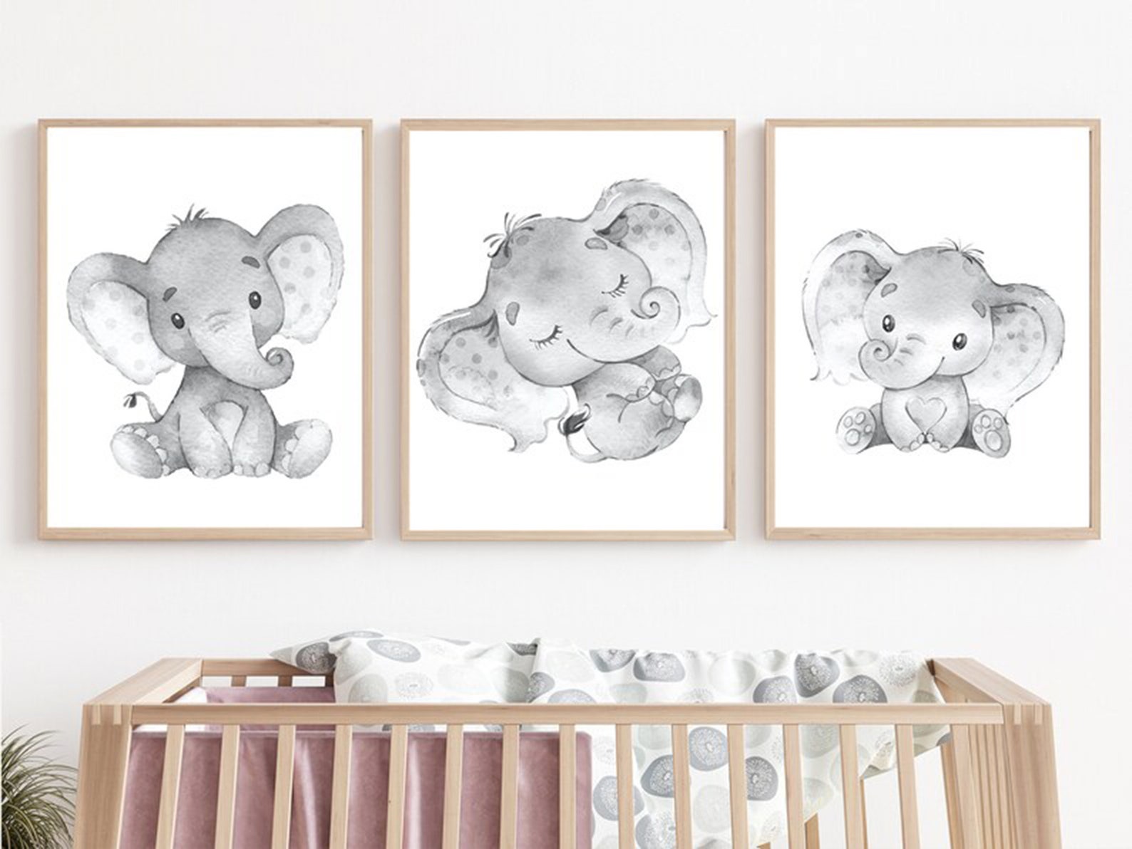 Gray Elephant Wall Decor Elephant Print Canvas Print Etsy