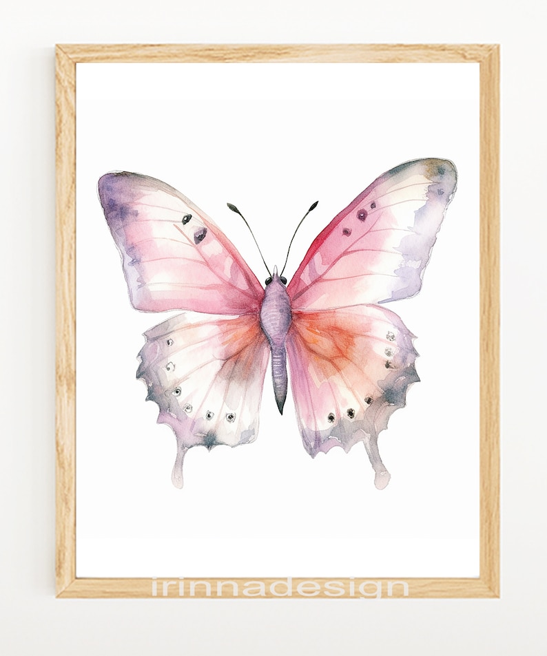 Watercolor Butterfly Wall Art Printable Girl Nursery Decor Kids Bedroom ...