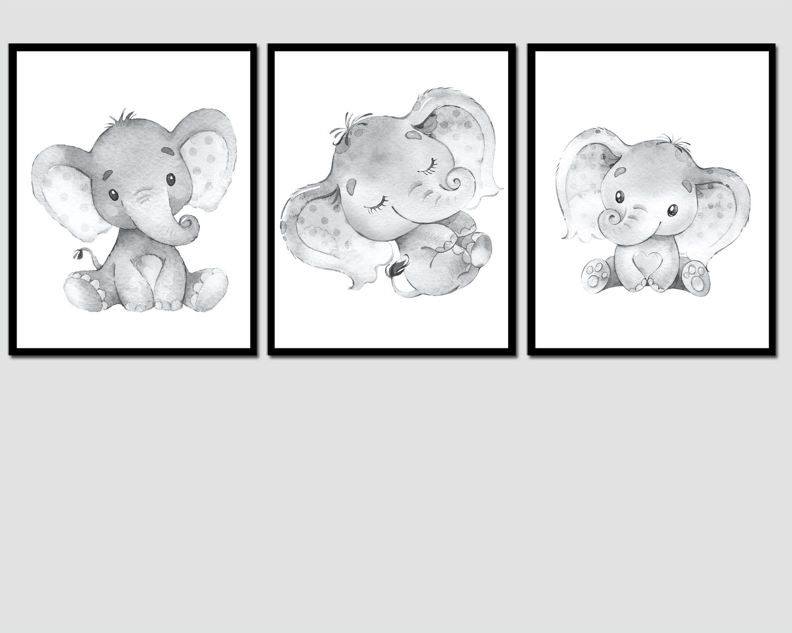 Gray Elephant Wall Decor Elephant Print Canvas Print Etsy