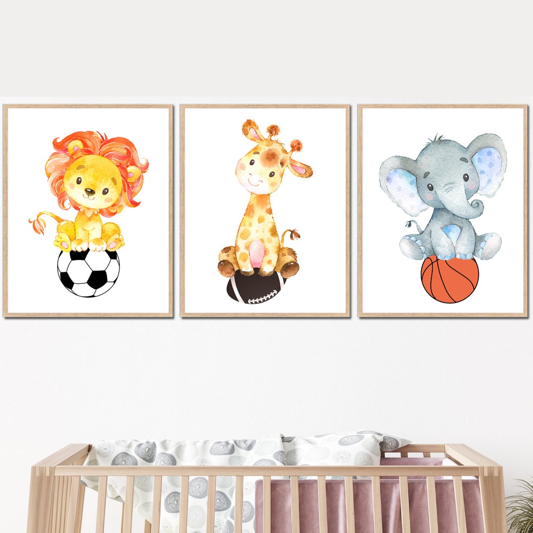 Sports Boys Nursery Art Printable Child Wall Decor Kids Room Animals ...