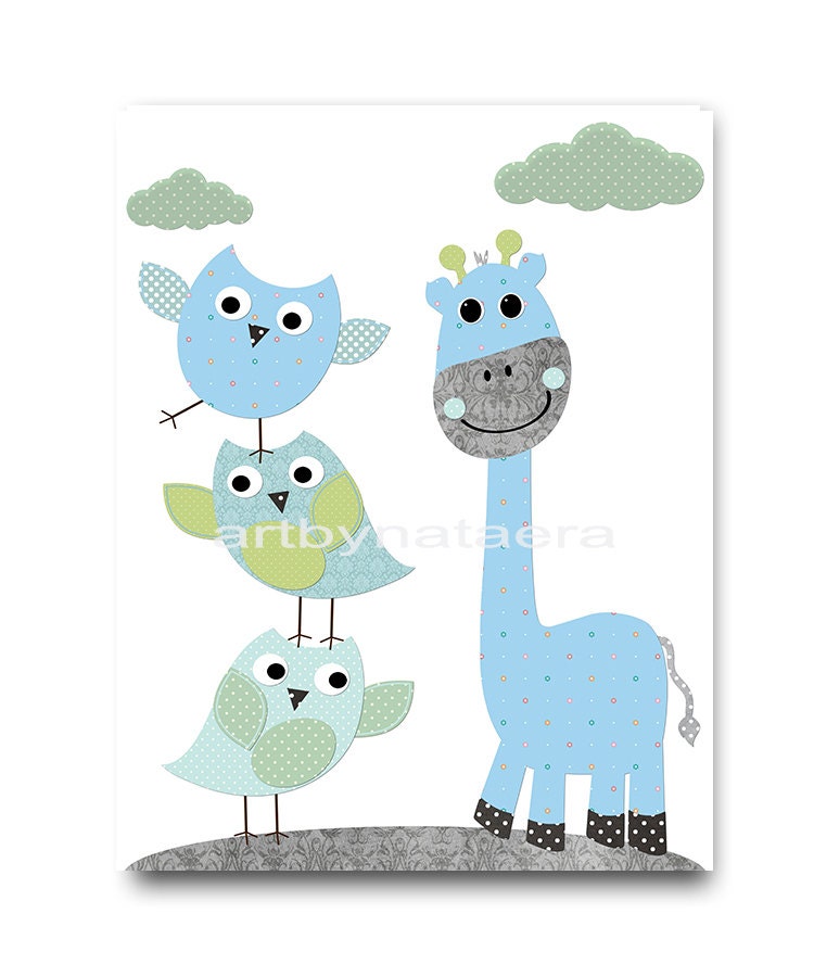 Baby Boy Nursery Wall Decor Childrens Art Print Set of 4 Gray | Etsy