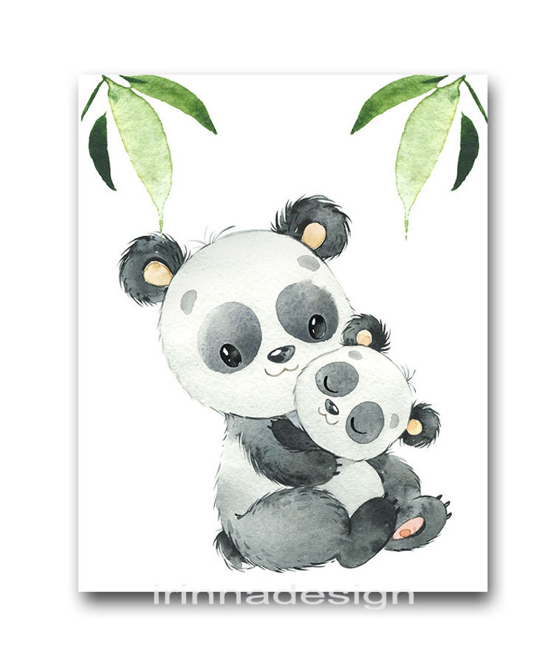 Panda Poster Wall Decor Baby Boy Nursery Printable Art Set of 3 ...