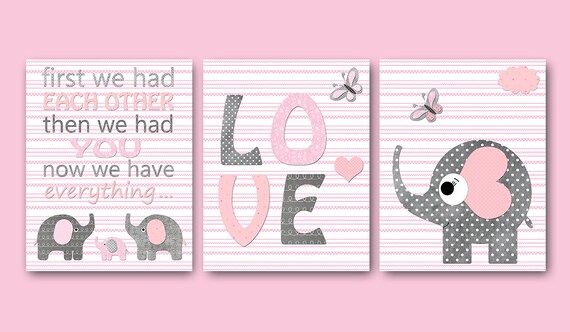 Pink Grey Nursery Quotes Canvas Wall Decor Nursery Canvas Art Etsy