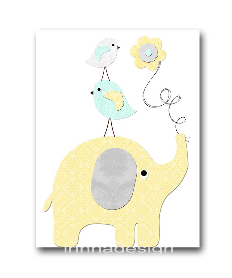 Kids Bedroom Wall Decor Baby Boy Nursery Art Printable Little Elephant ...