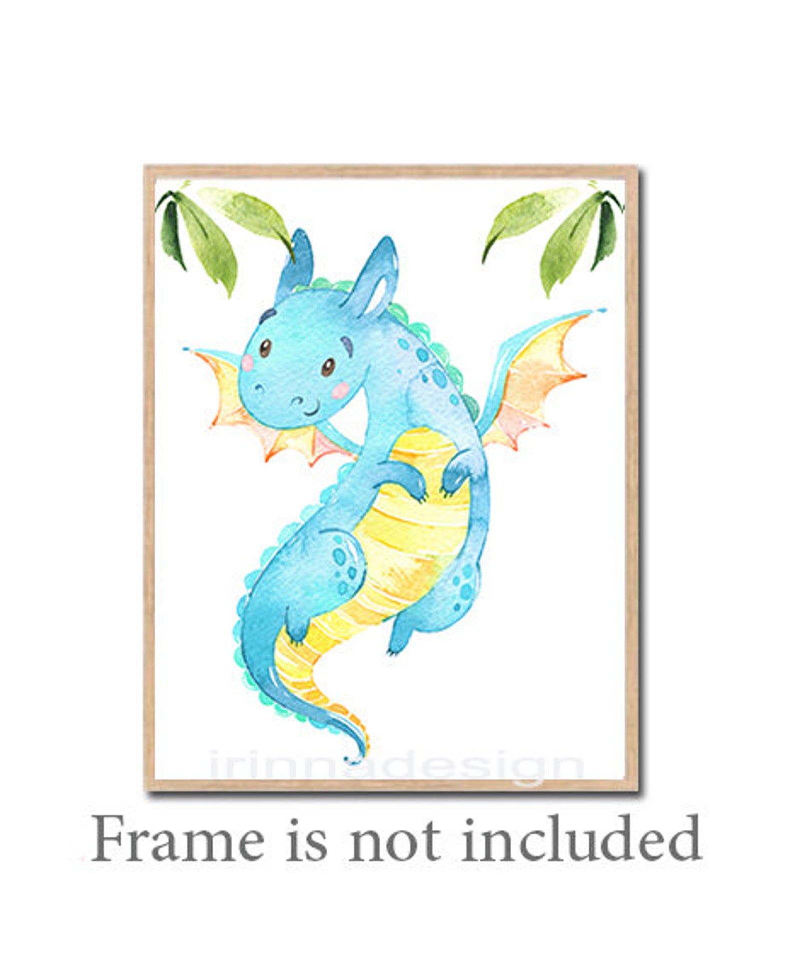 Baby Nursery Decor Dragon Poster Blue Dragon Print Canvas - Etsy