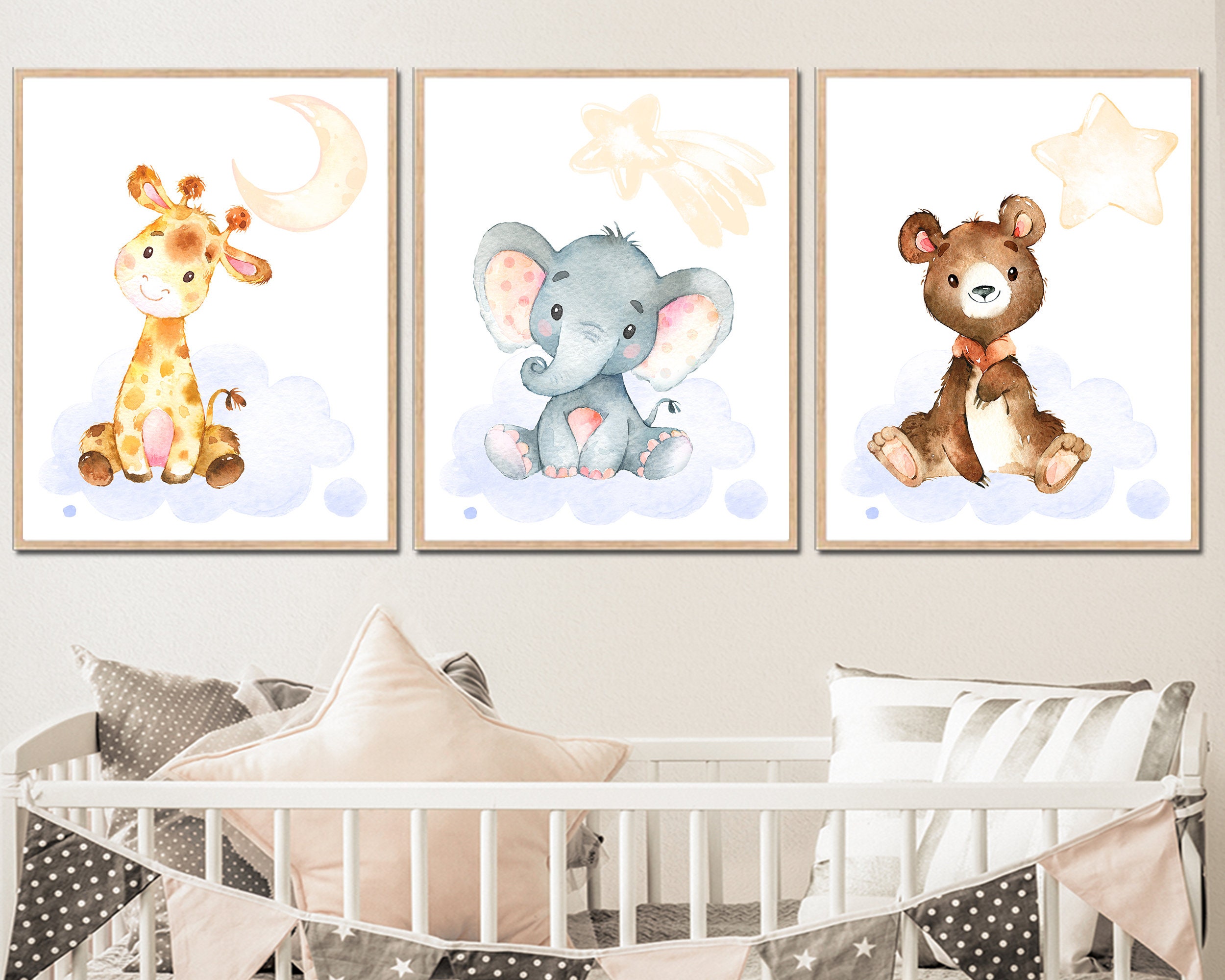 Jungle Poster Safari Print Baby Girl Nursery Wall Art Decor Children ...
