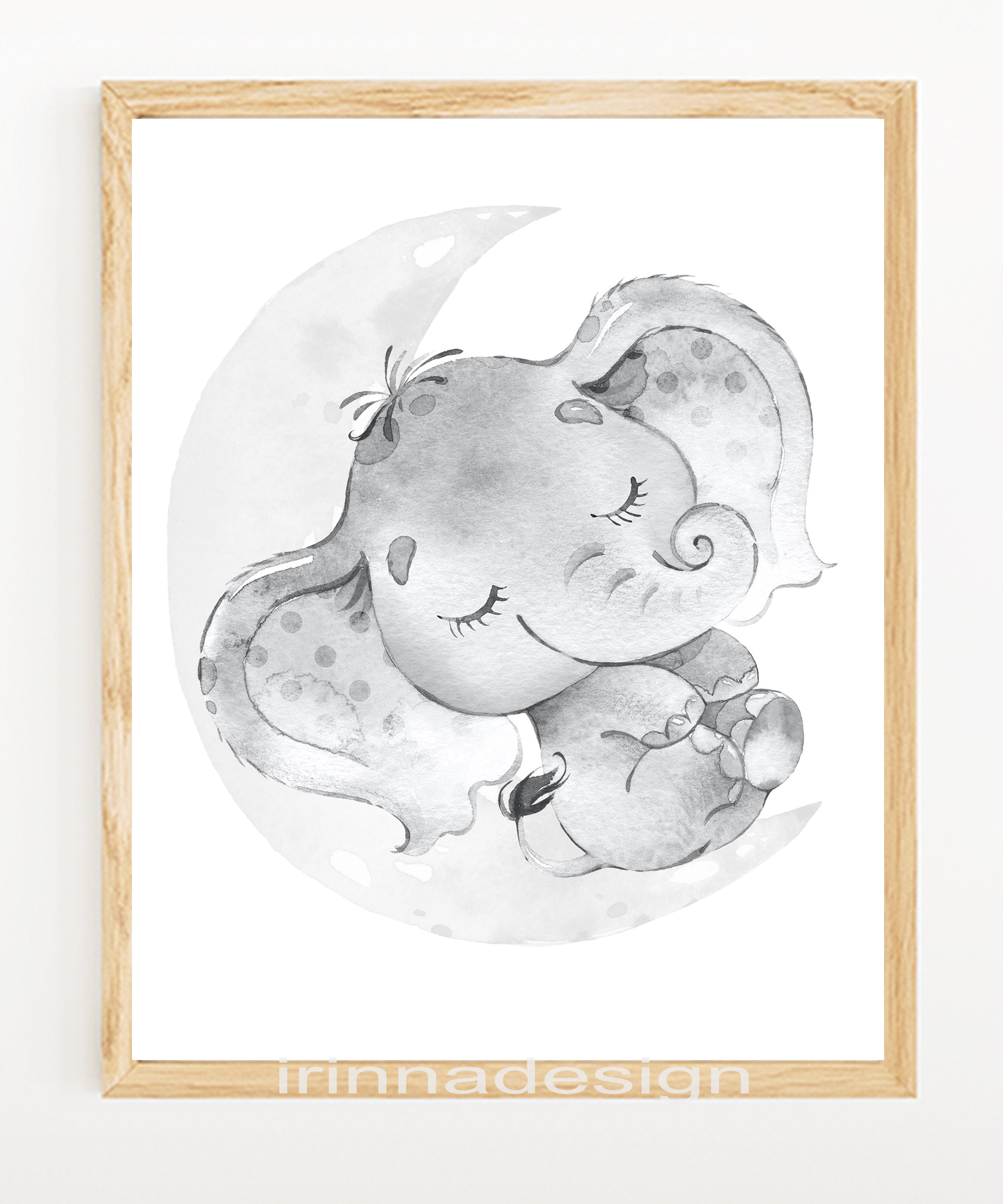 Elephant Wall Decoration Baby Girl Boy Nursery Art Prints Kids Bedroom ...
